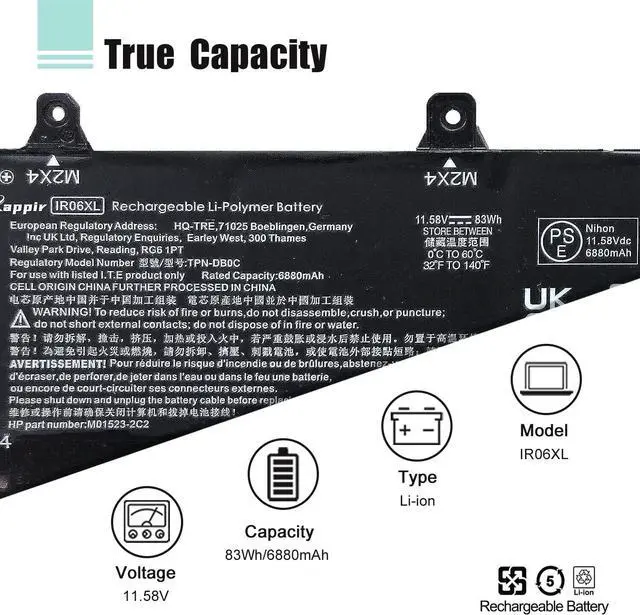 Alt view image 3 of 7 - IR06XL Laptop Battery Replacement for Hp ZBook Power G7 1J31AEA 1J3Q8EA 1J3X7EA 1J3Y1EA 1J3Y2EA 1J3Y3EA 1J3Y6EA 1J3Y8EA 2C9N7EA 2C9P1EA 2H6Y0UT Series M02029-005 TPN-DB0C M01523-2C2