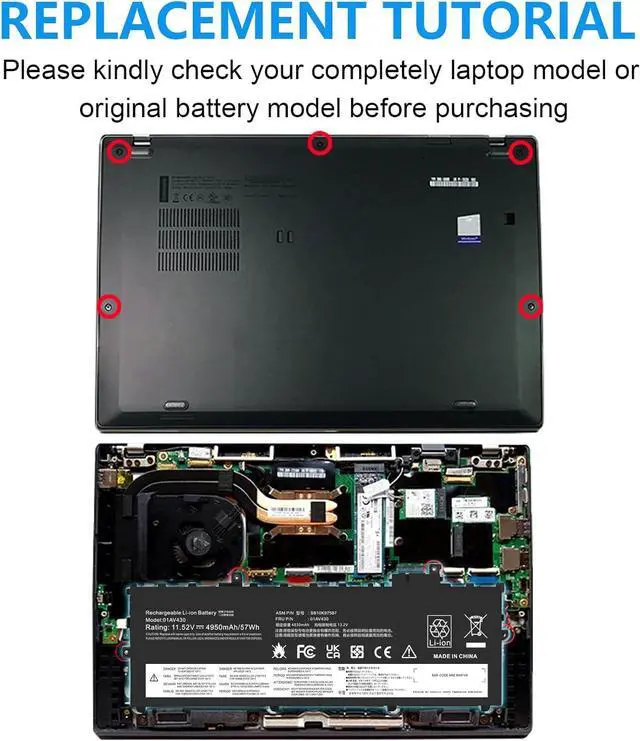 Alt view image 3 of 6 - Fancy Buying 01AV430 01AV494 SB10K97587 Battery Replacement for Lenovo ThinkPad X1 Carbon 5th Gen 2017 6th Gen 2018 Series 01AV429 SB10K97586 01AV431 SB10K97588 01AV494 SB10K97586