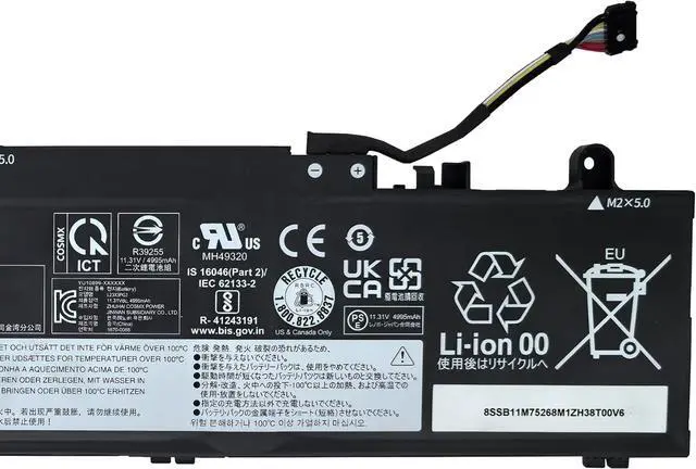 Alt view image 3 of 5 - L23X3PG2 Battery 57Wh 5040mAh Replacement for Lenovo ThinkPad E14 Gen 6 Type 21M3 21M4 21M7 21M8 E16 Gen 2 Type 21MA Series SB11M75268 5B11M75269 L23B3PG2 L23D3PG2 3ICP6/54/90 11.31V 3-Cell