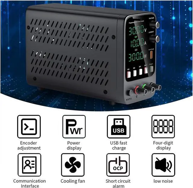 Alt view image 3 of 7 - dc Power Supply APS3010H DC Power Supply 30V 10A Lab Programmable Memory Function Adjustable Power Source Voltage Regulator Switch 60V 5A (Color : 0-30V 0-5A)