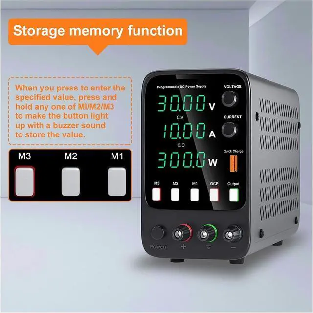 Alt view image 4 of 7 - dc Power Supply APS3010H DC Power Supply 30V 10A Lab Programmable Memory Function Adjustable Power Source Voltage Regulator Switch 60V 5A (Color : 0-30V 0-5A)