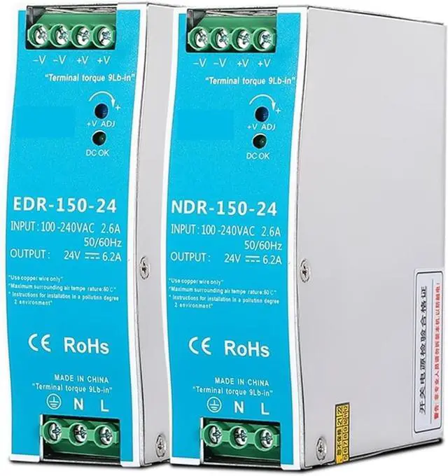 Alt view image 2 of 5 - EDR150 NDR-150 Industrial DIN Rail Switching Power Supply 150W 12V 24V 48V AC/DC EDR-150-24 Single Output Source Power (Size : 24V, Color : NDR-150W)