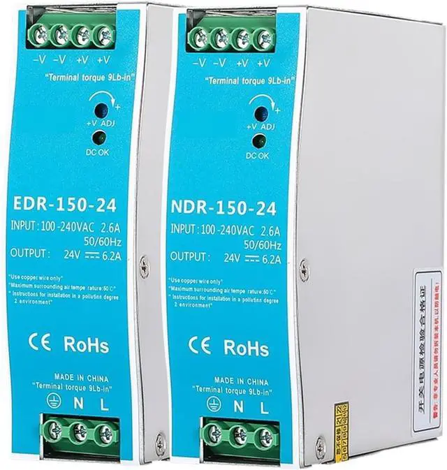 Alt view image 5 of 5 - EDR150 NDR-150 Industrial DIN Rail Switching Power Supply 150W 12V 24V 48V AC/DC EDR-150-24 Single Output Source Power (Size : 24V, Color : NDR-150W)