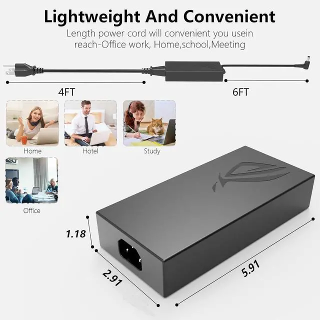 Alt view image 3 of 6 - 200W AC Charger for Asus Vivobook Pro 15 Q543 Q543M Q543MJ Q533 Q533M Q533MJ Gaming Laptop Power Supply Adapter
