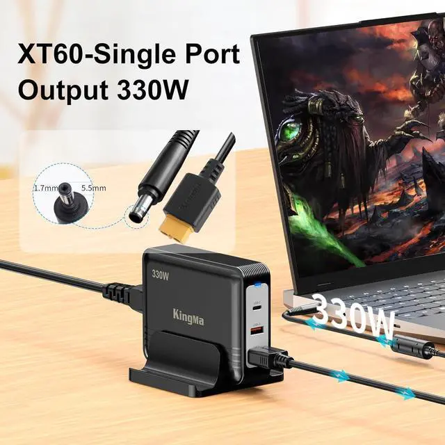 Alt view image 4 of 7 - 330W (20V/16.5A) GaN Laptop Charger for Acer Predator Helios 18, PD 3.0 Fast Charging Adapter with 5.5 * 1.7mm Cable Port,Compatible with Acer Predator Helios 16/Neo 16/Predator Triton 17 X/Nitro 17