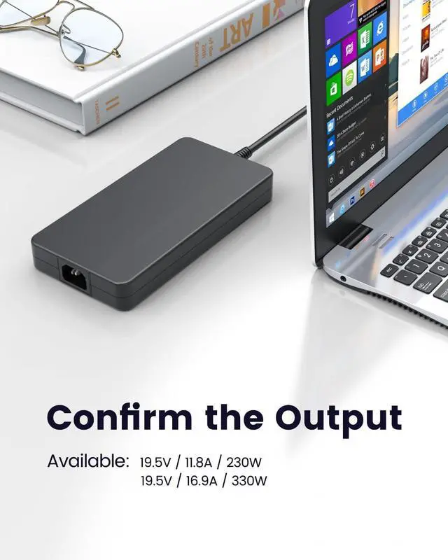 Alt view image 2 of 7 - 330W AC Charger Compatible with Asus Rog Strix Scar 16 17 18 G18 G634JY G634JZ G733PZ G733PY G733P G733 G733CX G814JI G814JZ G834JY ADP 330AB DW Gaming Laptop Power Adapter Supply Cord