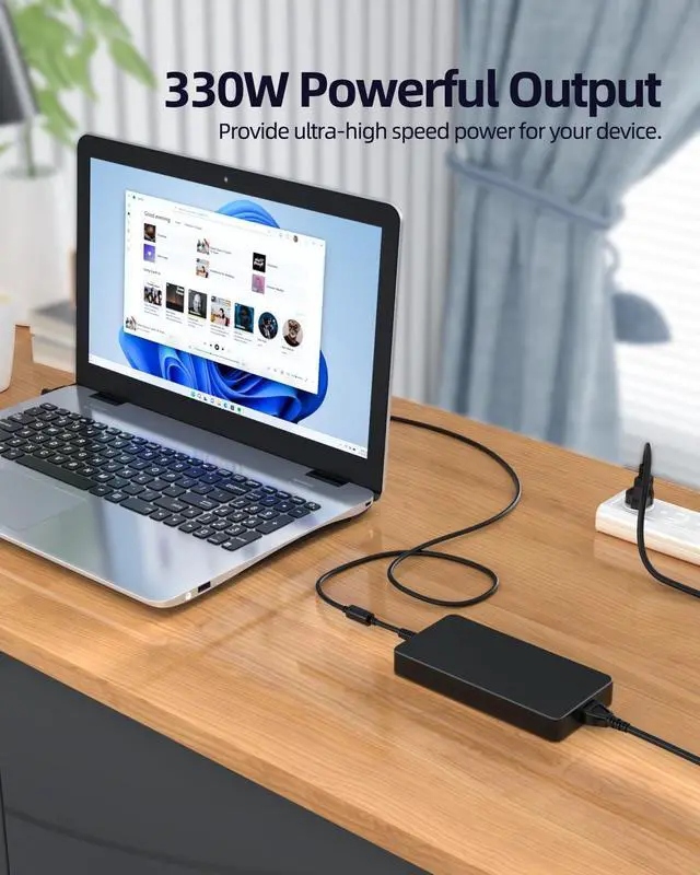 Alt view image 7 of 7 - 330W AC Charger Compatible with Asus Rog Strix Scar 16 17 18 G18 G634JY G634JZ G733PZ G733PY G733P G733 G733CX G814JI G814JZ G834JY ADP 330AB DW Gaming Laptop Power Adapter Supply Cord