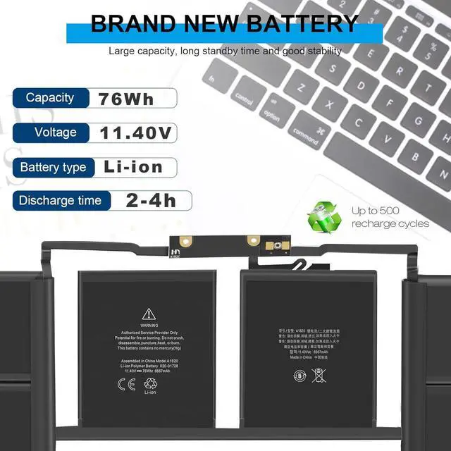 Alt view image 3 of 6 - TREE.NB A1820 Battery Replacement, A1707 Laptop Battery for MacBook Pro 15 A1707 Late 2016 / Mid 2017 EMC 3072 EMC 3162 MLH32CH/A MLH42CH/A MLW72CH/A MLW82CH/A MPTR2LL/A MPTT2LL/A 11.4V 76Wh