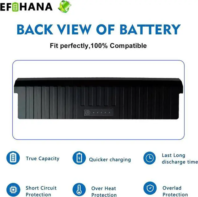 Alt view image 6 of 6 - F681T Laptop Battery Replacement for Dell Alienware M15X M15x R1 P08G Notebook SQU-724 D951T SQU-722 T779R T780R HC26Y NGPHW W3VX3 11.1V 56Wh/5000mAh 6-Cell