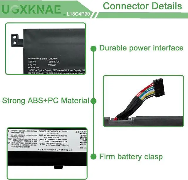 Alt view image 3 of 7 - L18M4P90 L18C4P90 L18D4P90 Laptop Battery Replacement for Lenovo ThinkPad L13 Yoga 1st Gen/Yoga 2nd Gen/Yoga 20R5 20R6 Series 02DL030 02DL031 02DL032 SB10T83119 SB10T83120 SB10T83121 15.36V 46Wh