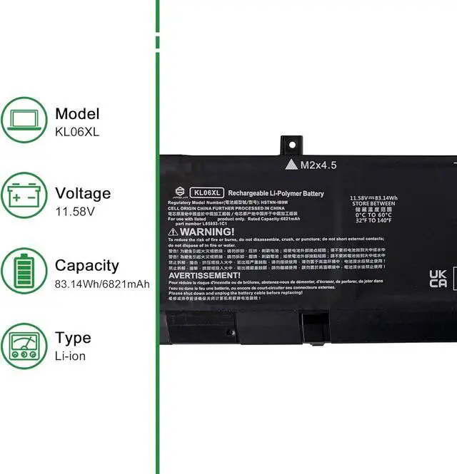Alt view image 2 of 6 - WW8N8 Laptop Battery Replacement for Dell Latitude 7340 7440 7640 7440 7450 Series 66DWX 086D0Y 047T0 11.4V 57Wh 4878mAh