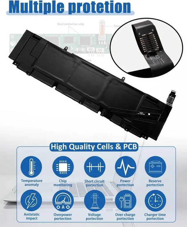 Alt view image 6 of 7 - XG4K6 Battery Replacement for Dell XPS 17 9700 9710 9720 9730 Precision 5750 5760 5770 Series P92F P92F001 P92F002 P92F003 01RR3 001RR3 F8CPG 0F8CPG0YY3V 11.4V 97Wh 6-Cell