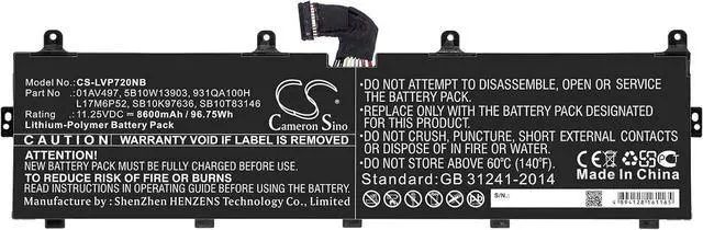 Alt view image 3 of 4 - HongQJY New Replacement Battery for ThinkPad P72, ThinkPad P73, ThinkPad P73-20QR0026GE, ThinkPad P73-20QR002TGE (8600mAh) 01AV497, 5B10W13903, 931QA100H, L17M6P52, SB10K97636, SB10T83146