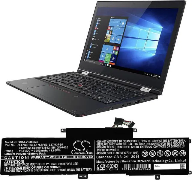 Alt view image 5 of 5 - HongCSL New Replacement Battery for hinkpad l380 Yoga 20m9, ThinkPad L380,thinkpad l380 Yoga 20m8, Yoga L390 (3950mAh / 43.85Wh) 01AV481, 01AV482, 01AV483, 041AV481, 5B10W13885, 5B10W13892