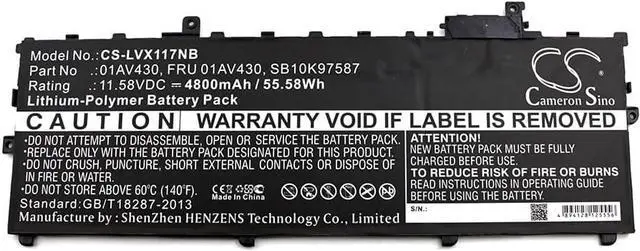 Alt view image 3 of 4 - HongQJY New Replacement Battery for ThinkPad X1 Carbon 2017, TP X1 20HRA00GAU, X1 Carbon-20KGS23T2M (4800mAh) 01AV429, ASM SB10K97587, FRU 01AV430, O1AV430, SB10K97586