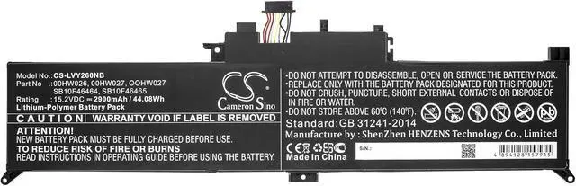 Alt view image 3 of 5 - HongQJY New Replacement Battery for ThinkPad Yoga 260, ThinkPad Yoga 260(20FE-S0DH00) (2900mAh) 00HW026, 00HW027, OOHW027, SB10F46464, SB10F46465