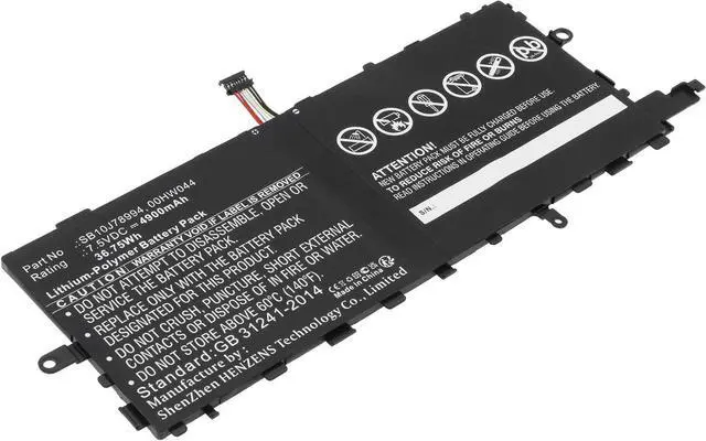 Main image of Synergy Digital Tablet Battery, Compatible with Lenovo ThinkPad X1 Tablet Gen 2 Tablet, (Li-Pol, 7.5V, 4900mAh) Ultra High Capacity, Replacement for Lenovo SB10J78993 Battery