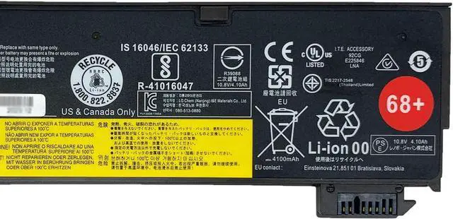 Alt view image 3 of 5 - 45N1130 68+ Battery 48Wh 10.8V Compatible with Lenovo ThinkPad X240 X250 X260 X270 T440s T450s T460p L450S L460S A275 P50s W550s Series 45N1728 45N1767 45N1777 45N1134 45N1734 45N1131