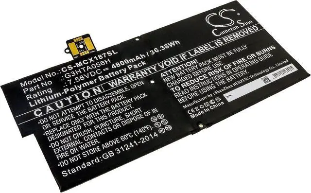 Alt view image 2 of 5 - 4800mAh/7.58V Battery Compatible with Microsoft Surface Pro X 1876, fit P/N: G3HTA056H
