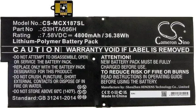 Alt view image 4 of 5 - 4800mAh/7.58V Battery Compatible with Microsoft Surface Pro X 1876, fit P/N: G3HTA056H