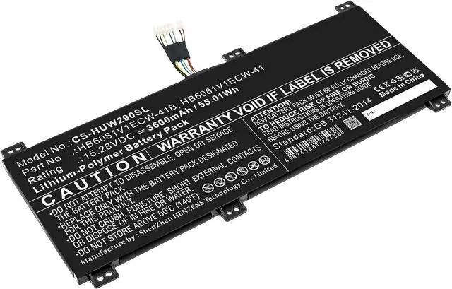 Main image of Replacement Battery for Huawei HBL-W19,HBL-W29,HLY-W19RP,MagicBook Pro 2020,MateBook D 16,V700,PN:HB6081V1ECW-41,HB6081V1ECW-41B,3600mAh