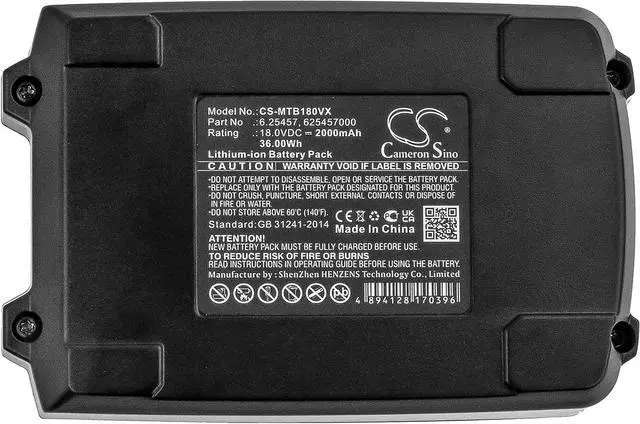 Alt view image 6 of 6 - Replacement for Battery Compatible Metabo 6.25468, 6.25469, 6.25469.00, 6.25499 MT 18 LTX 613021840, MT 18 LTX 613021890, NP 18 LTX BL 5.0, PA 14.4-18 LED-USB, R 12-18 (2000mAh/18V)