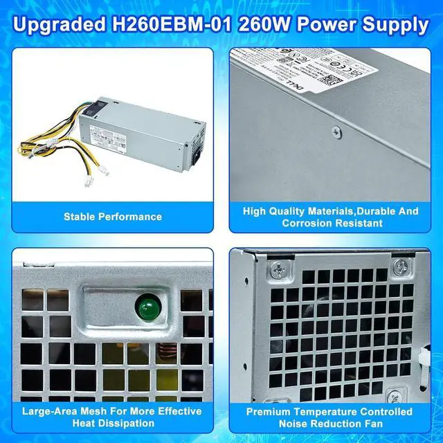 Alt view image 5 of 7 - Upgraded H260EBM-01 260W Power Supply PSU Compatible with Dell Optiplex 3050 3060 3050M 3080 5080 5050 5060 7050 7060 7080 5090 7090 7080MT WYHR8 JJ4YW L260EBM-01 H260EBM-01 Switching Power Supply