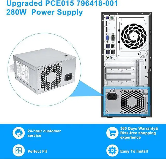 Alt view image 6 of 7 - Upgraded PCE015 796348-001 280W Power Supply 796418-001 PSU Compatible with HP Desktop 600 680 800 880 G2 TWR Switching Power Supply,D14-280P1A DPS-280AB-5A PS-4281-1HA M5R36PA PCE016 Power Supply