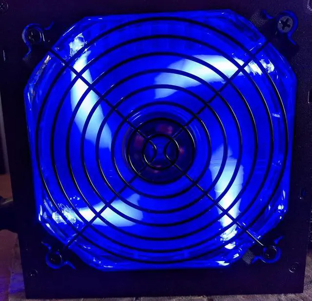 Alt view image 3 of 6 - 750-Watt Blue LED 120mm Quiet Fan Black ATX 12V 2.0 24pin, 5X SATA, Dual 6+2 pin PCIe Plug Desktop PC Power Supply Unit for Intel Core i3/i5/i7 & AMD Ryzen 3/5/7/9 Gaming Systems