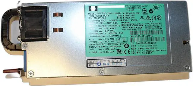Main image of 570451-101 - HP 1200W HE Platinum Hot Plug PSU for Proliant Servers.