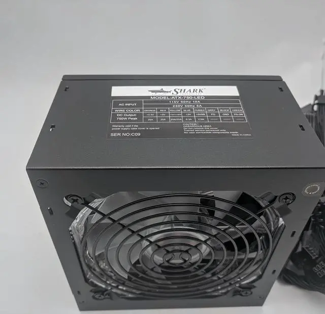 Alt view image 6 of 6 - 750-Watt Blue LED 120mm Quiet Fan Black ATX 12V 2.0 24pin, 5X SATA, Dual 6+2 pin PCIe Plug Desktop PC Power Supply Unit for Intel Core i3/i5/i7 & AMD Ryzen 3/5/7/9 Gaming Systems