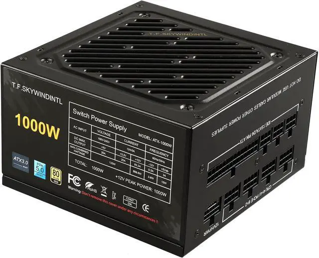 Alt view image 2 of 7 - 1000W PSU ATX 3.0 PCIE 5.0 80 Plus Gold Fully Modular Power Supply 100-240V 120mm Silent Fan | Zero-RPM with 12+4PIN 12VHPWR Connector and 24Pin Motherboard Power for Gaming Desktop PC