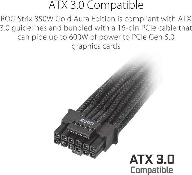 Alt view image 5 of 7 - ASUS ROG Strix 850W Gold Aura Edition (Fully Modular Power Supply, 80+ Gold Certified, ATX 3.0 Compatible, PCIe Gen 5.0 Ready, Dual Ball Bearing, Axial-tech Fan, Aura Sync, 10 Year Warranty)