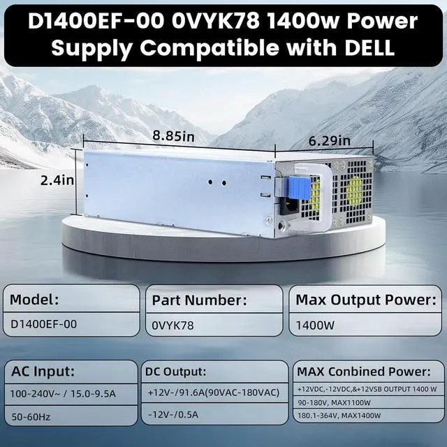 Alt view image 5 of 7 - LXun Upgraded D1400EF-00 0VYK78 1400w Power Supply Compatible with DELL T7920 T7820 Work Station Hot-Swappable Power Supply Replaces H1400EF-00 2CTMC T7920 DPS-1400FB B Work Station Repair