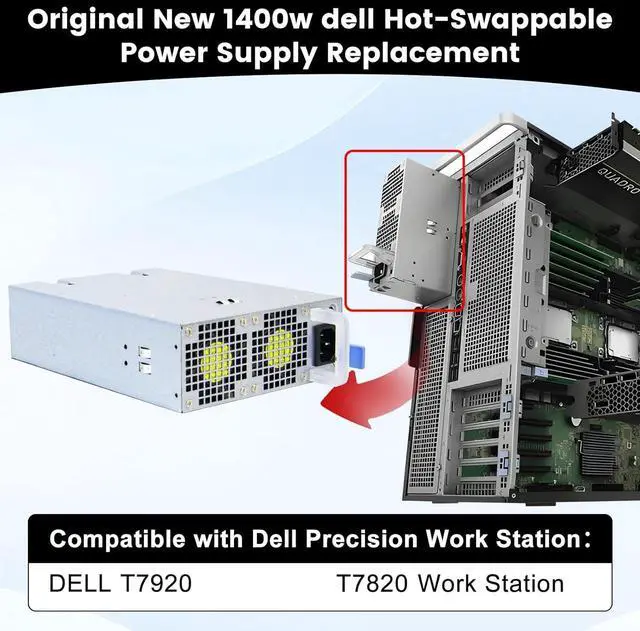 Alt view image 2 of 7 - LXun Upgraded D1400EF-00 0VYK78 1400w Power Supply Compatible with DELL T7920 T7820 Work Station Hot-Swappable Power Supply Replaces H1400EF-00 2CTMC T7920 DPS-1400FB B Work Station Repair