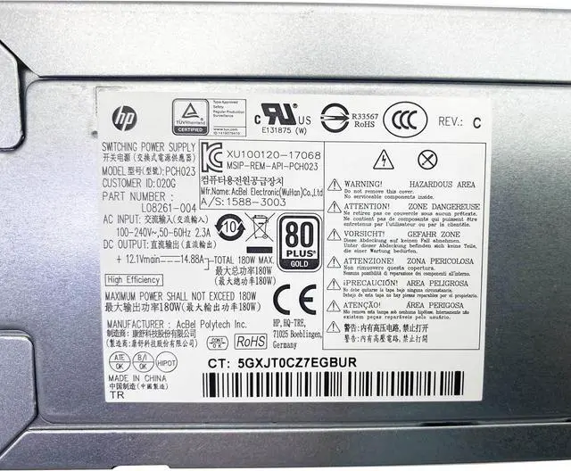 Alt view image 5 of 6 - BestParts New 180W Power Supply PSU Compatible with HP Pavilion 590 690 TG01 TP01 Envy TE01 Desktop