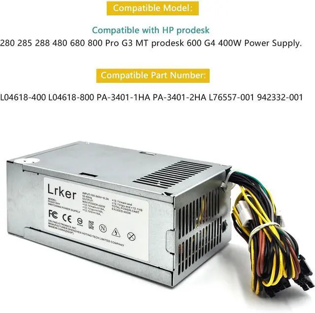 Alt view image 4 of 7 - 942332-001 400W Power Supply Compatible with HP 280 285 288 480 600 680 800 G3 G4 Power Supply L04618-400 L04618-800 942332-001 PA-3401-1HA PA-3401-2HA