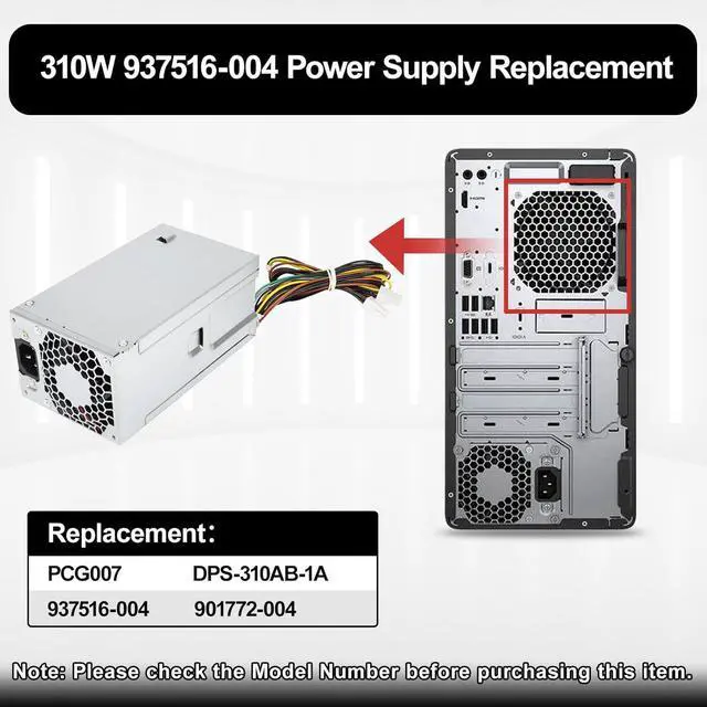 Alt view image 3 of 7 - LXun Upgraded PCG007 937516-004 310W Power Supply Compatible with HP ProDesk 280 288 480 G3 MT, Compatible with HP 400G4 282G3 SFF 901772-004 DPS-310AB-1A PSU Power Supply