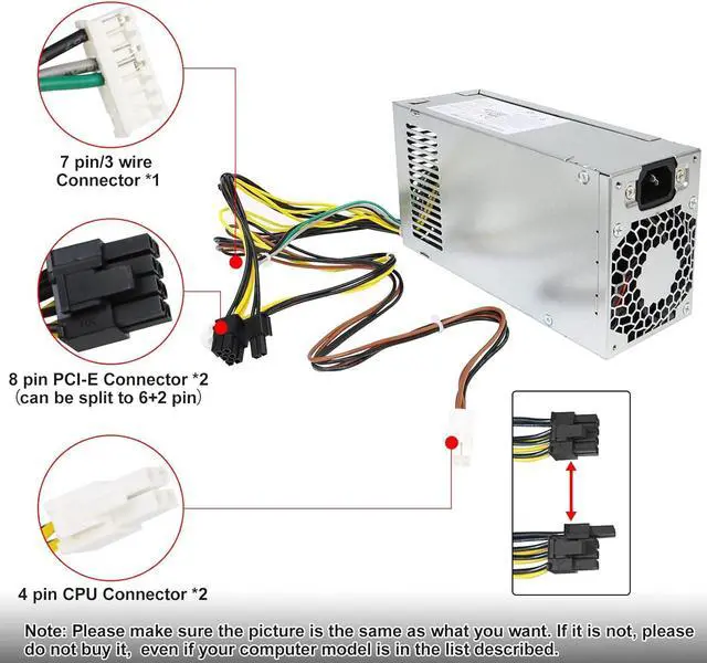 Alt view image 4 of 7 - LXun Upgraded PCG007 937516-004 310W Power Supply Compatible with HP ProDesk 280 288 480 G3 MT, Compatible with HP 400G4 282G3 SFF 901772-004 DPS-310AB-1A PSU Power Supply
