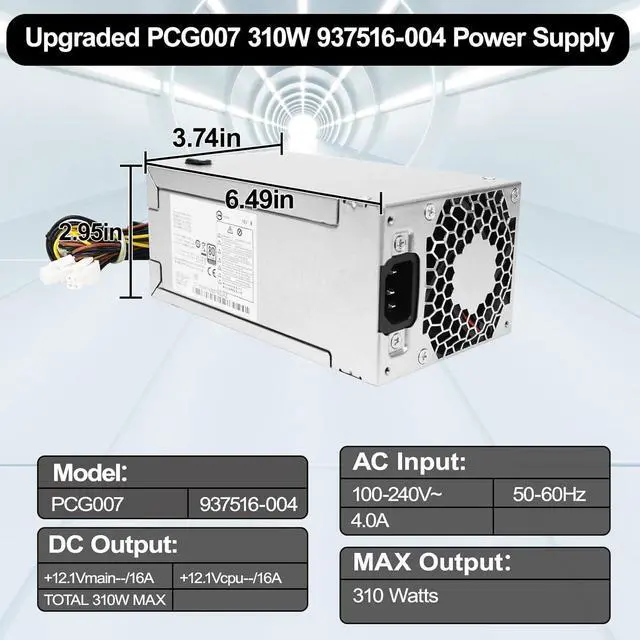 Alt view image 6 of 7 - LXun Upgraded PCG007 937516-004 310W Power Supply Compatible with HP ProDesk 280 288 480 G3 MT, Compatible with HP 400G4 282G3 SFF 901772-004 DPS-310AB-1A PSU Power Supply
