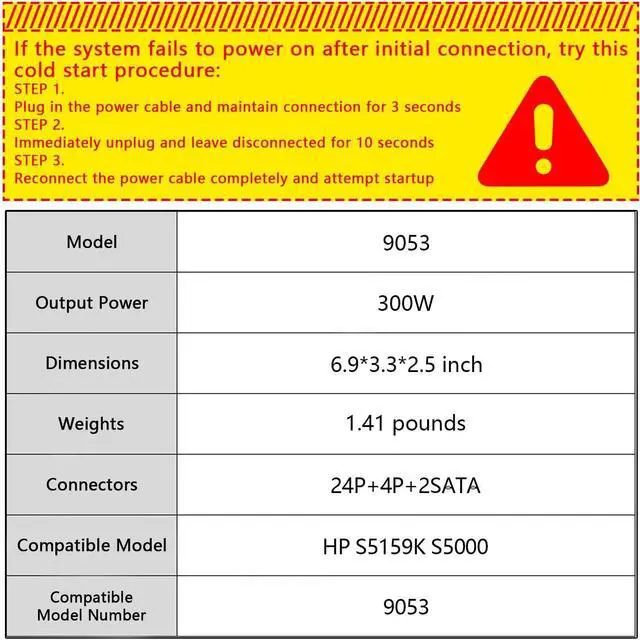 Alt view image 2 of 7 - 300W Power Supply Compatible with HP Pavilion Slimline S5000 PSU TFX Upgrade Slimline SFF