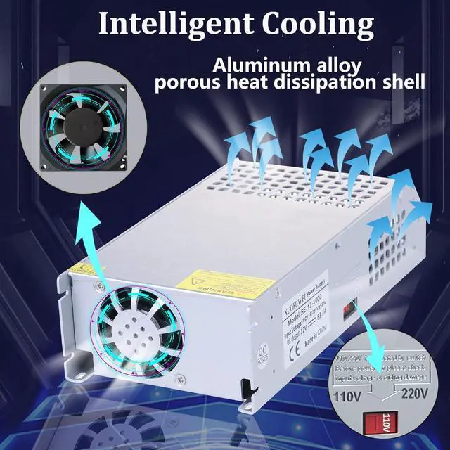 Alt view image 2 of 7 - DC 36V 33.3A 1200W Power Supply 110V AC to 36V Converter 33.3A 1200W Switching Power Supply Transformer for 36Volt Winch Car Jack LCD Monitor CCTV Car Stereo