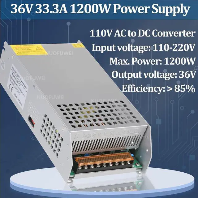 Alt view image 5 of 7 - DC 36V 33.3A 1200W Power Supply 110V AC to 36V Converter 33.3A 1200W Switching Power Supply Transformer for 36Volt Winch Car Jack LCD Monitor CCTV Car Stereo