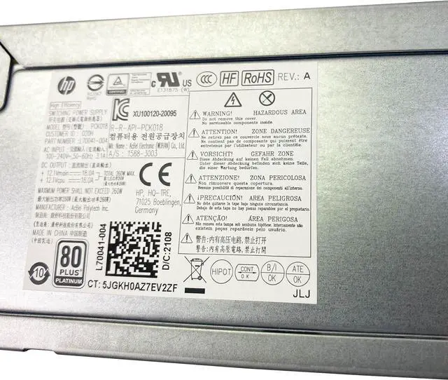 Alt view image 4 of 5 - BestParts New 260W Power Supply Compatible with HP 480 600 800 880 G6 G7 G9 MT PCK018 L70041-004