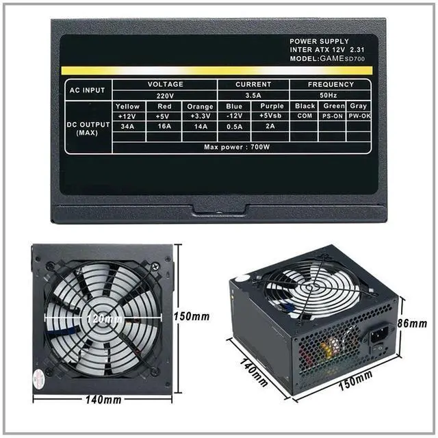 Alt view image 3 of 4 - DC Power Supply Variable, Power Supply for PC, 500W Rated / ; 500w Source for Pc Gamer Gaming Computer
