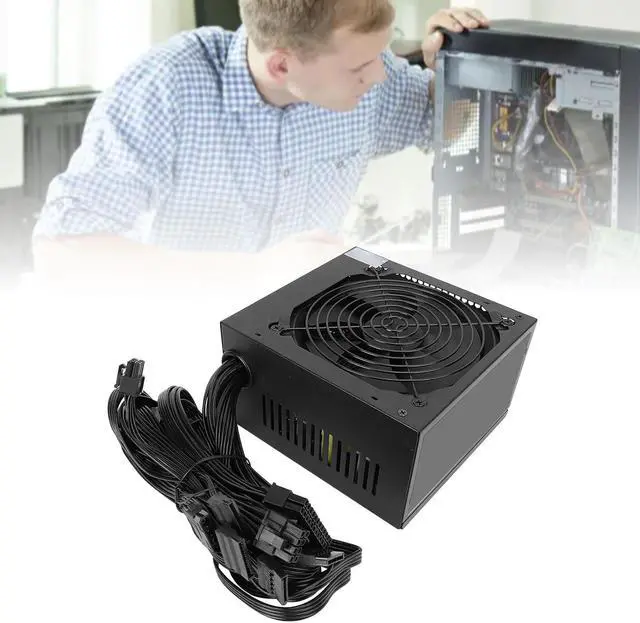 Alt view image 2 of 7 - 500W Power Supply, Computer ATX Power Supply Gaming Power Supply with 4.7 inch Black Fan, Single Channel 12V High Current, Support Dual Core Platforms