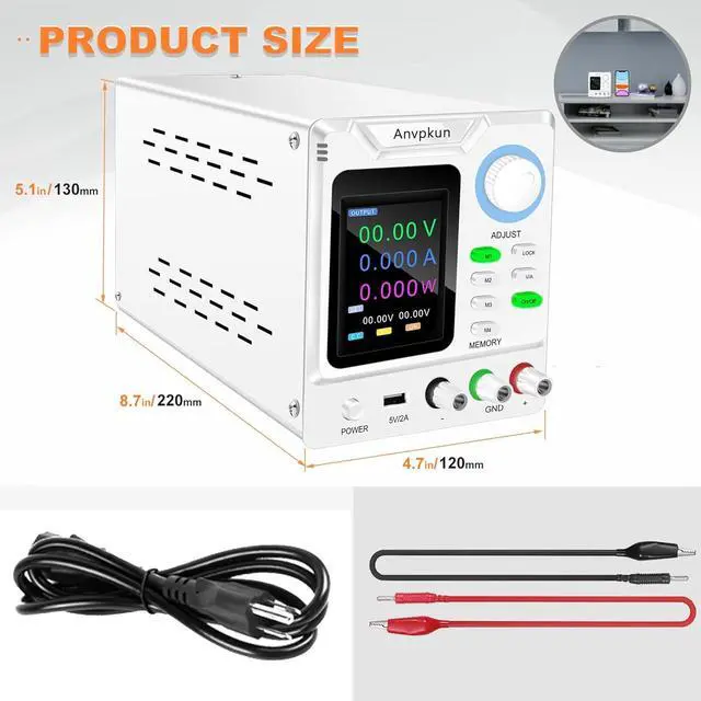 Alt view image 2 of 7 - 0-300V 0-1A Adjustable DC Regulated Switching Power Supply, Variable Laboratory Benchtop Power Supply with Adjustable Voltage and Current Output