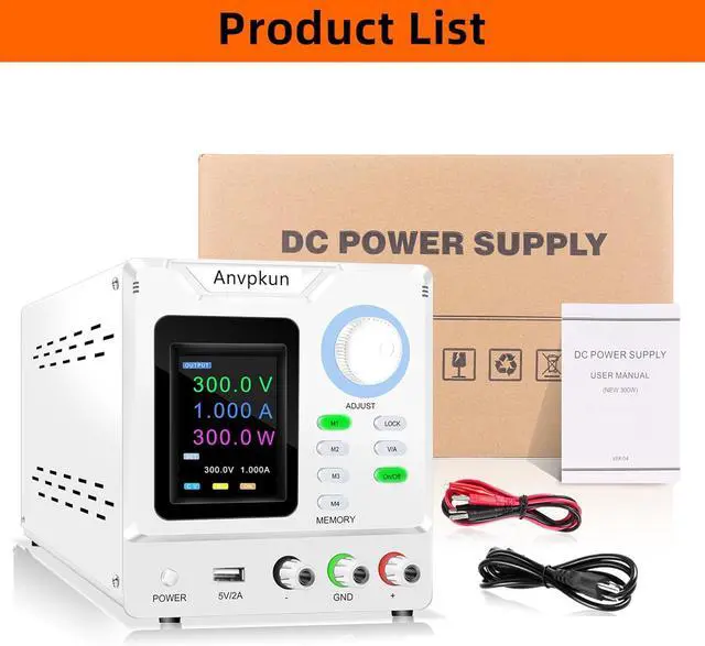 Alt view image 7 of 7 - 0-300V 0-1A Adjustable DC Regulated Switching Power Supply, Variable Laboratory Benchtop Power Supply with Adjustable Voltage and Current Output