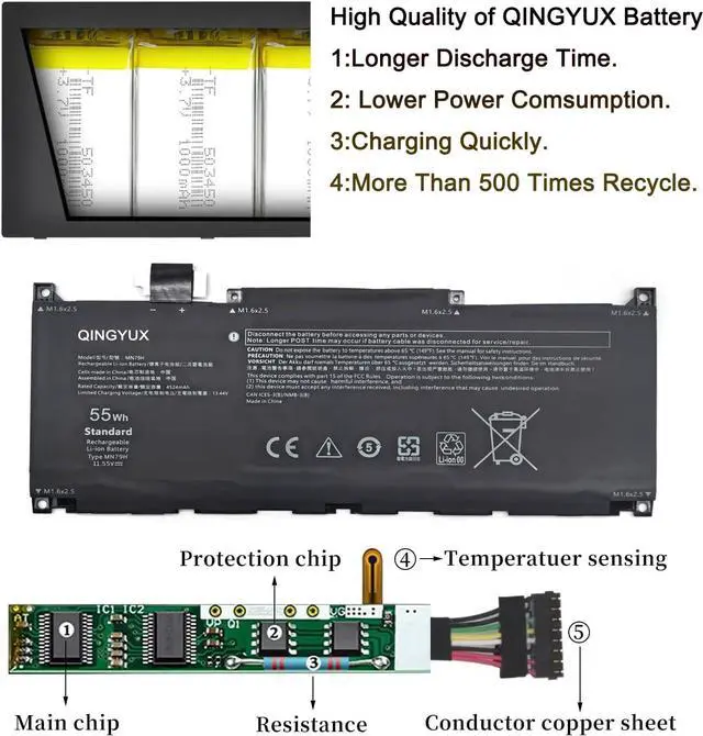 Alt view image 4 of 7 - New 11.55V 55Wh MN79H J7H5M 0J7H5M NXRKW 0NXRKW Laptop Battery Compatible with Dell XPS 13 Plus 9320 XPS 9320 Series Notebook