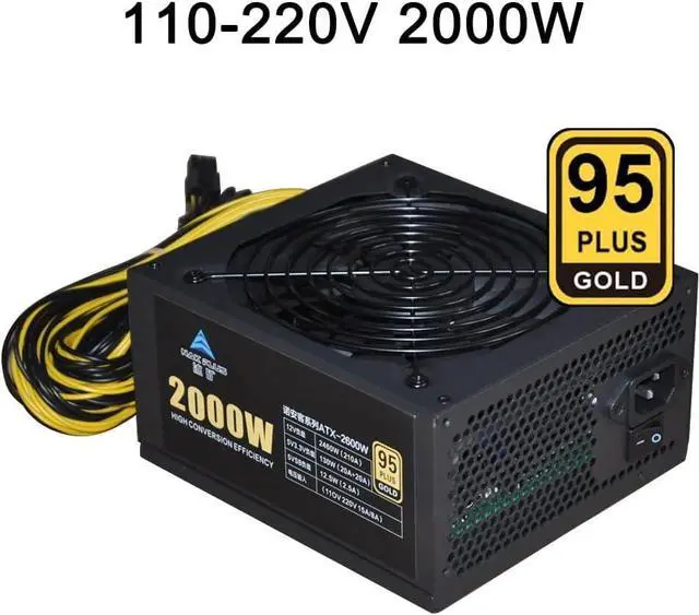 Alt view image 2 of 7 - KLVN 4U Single 10X 6Pin PSU Mining Power Supply Source BTC ETH Bitcoin Miner 110V 240V 2000W 2400W 2600W ATX for 6 GPU Graphics Card (Color : 110-220V 2000W)